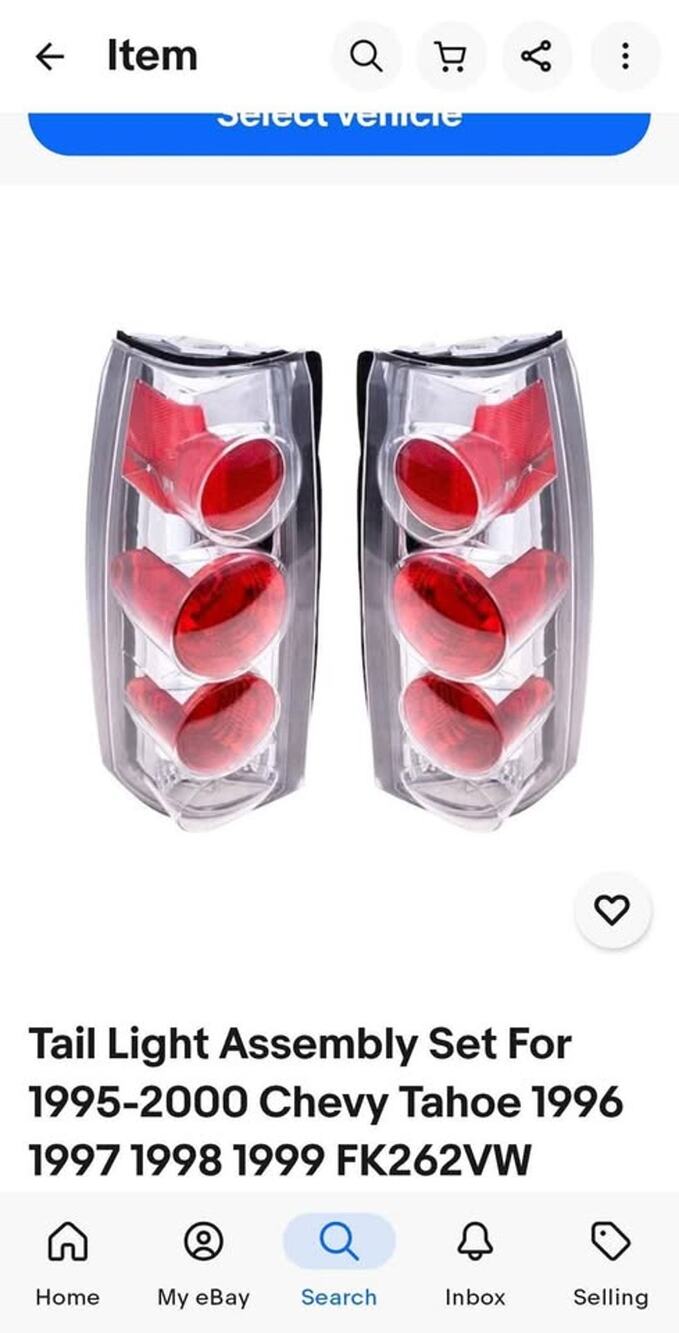 Tail light assembly set for 1996-1999 Chevrolet truck or Tahoes